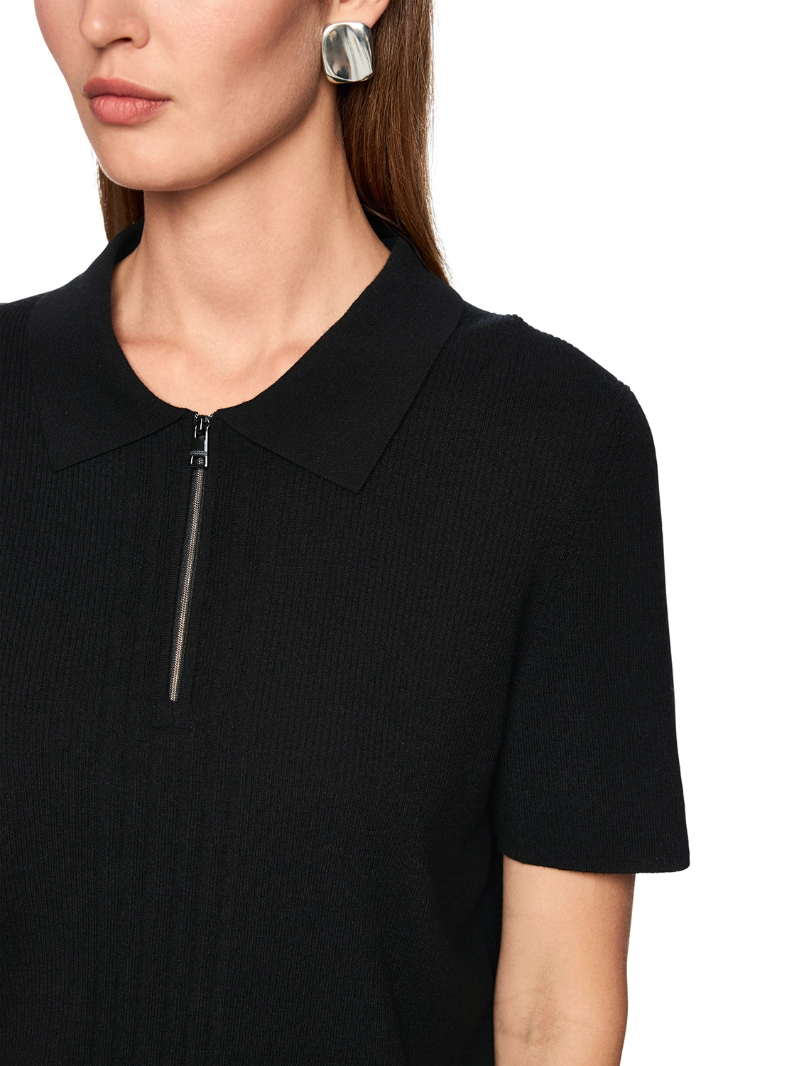 Marc Cain Rethink Together knitted polo shirt in Black AS 53.10 M80 - Pre Order June Delivery