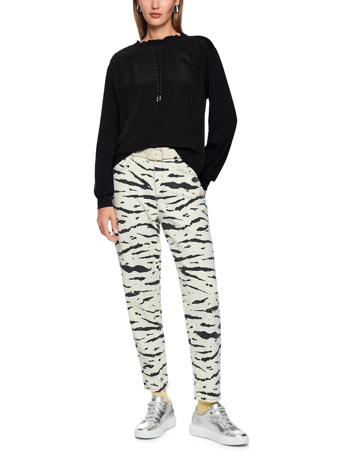 Marc Cain Long-sleeved shirt with materials mix in Black AS 55.05 J67 - Pre Order June Delivery