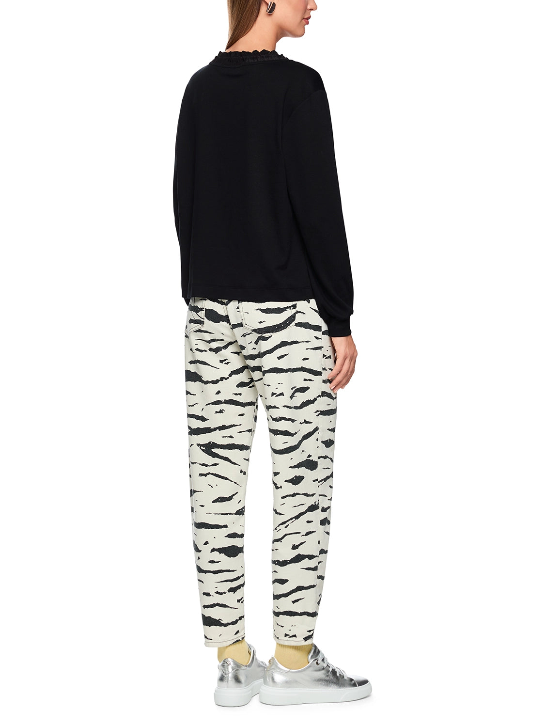 Marc Cain Long-sleeved shirt with materials mix in Black AS 55.05 J67 - Pre Order June Delivery