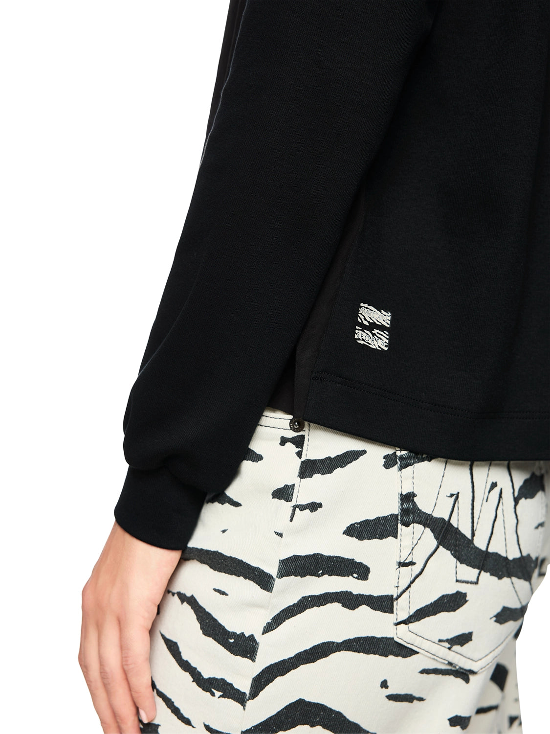Marc Cain Long-sleeved shirt with materials mix in Black AS 55.05 J67 - Pre Order June Delivery