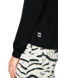 Marc Cain Long-sleeved shirt with materials mix in Black AS 55.05 J67 - Pre Order June Delivery