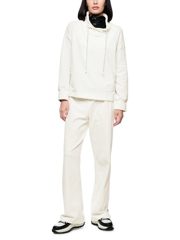 Marc Cain Chenille sweater with drawstring neck in Off White ZS 44.13 J70