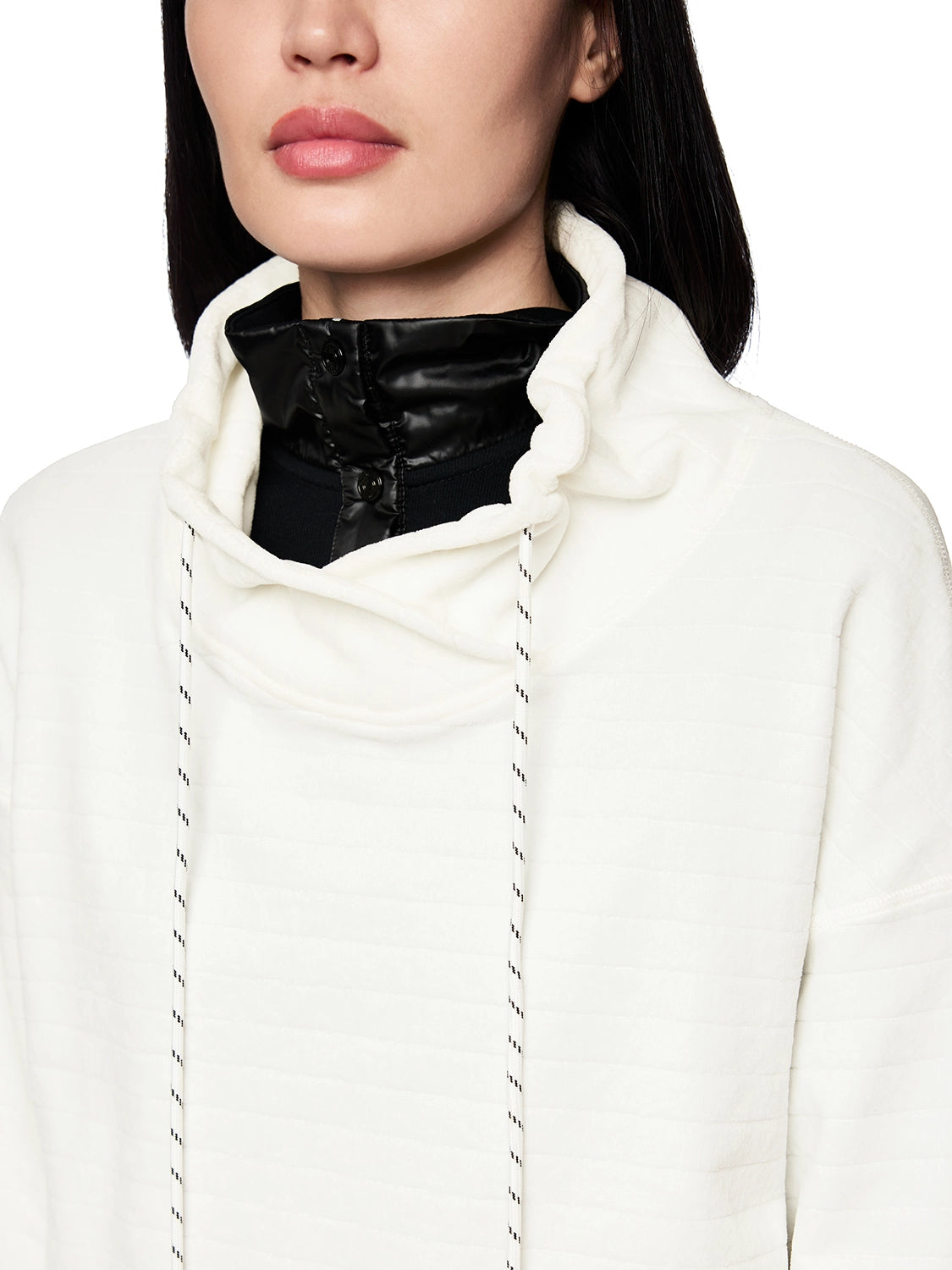 Marc Cain Chenille sweater with drawstring neck in Off White ZS 44.13 J70