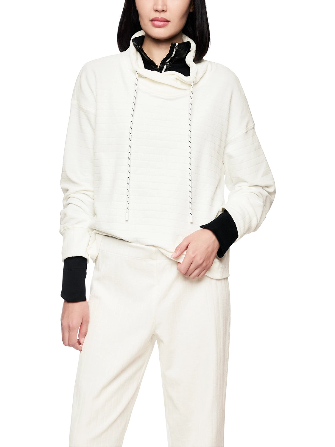 Marc Cain Chenille sweater with drawstring neck in Off White ZS 44.13 J70