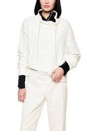 Marc Cain Chenille sweater with drawstring neck in Off White ZS 44.13 J70