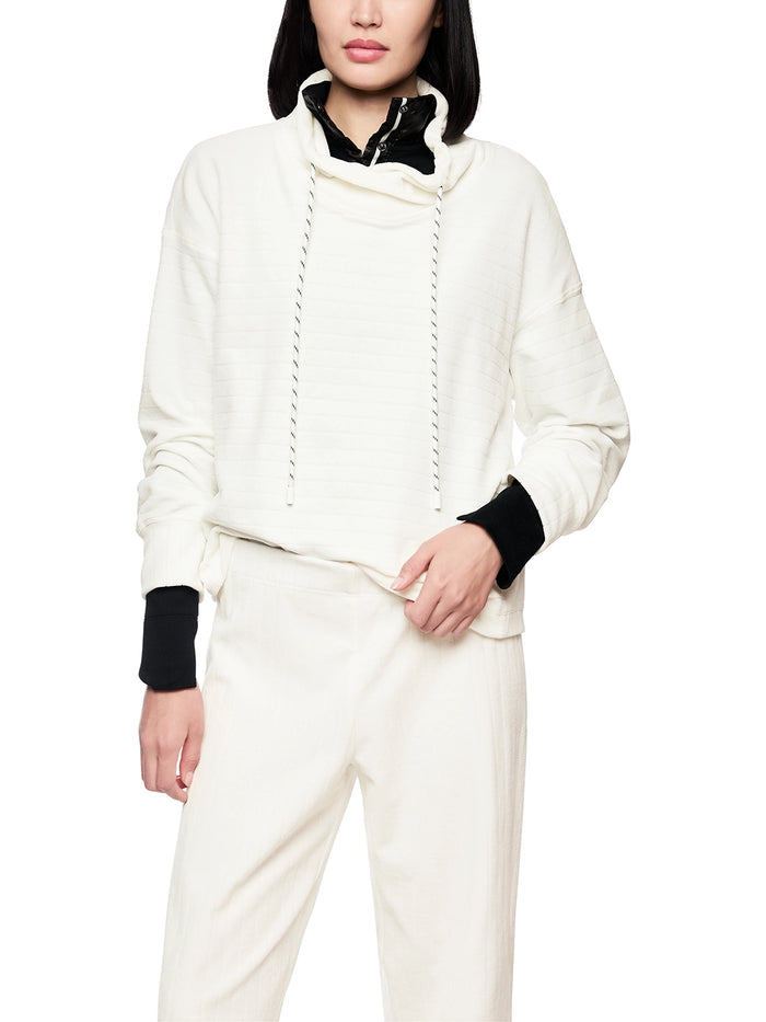 Marc Cain Chenille sweater with drawstring neck in Off White ZS 44.13 J70