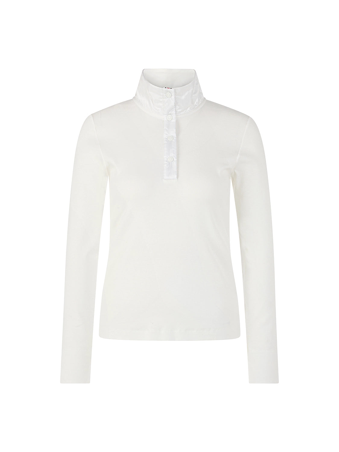 Marc Cain Ribbed shirt with shiny collar in Off White ZS 48.44 J55