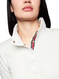 Marc Cain Ribbed shirt with shiny collar in Off White ZS 48.44 J55