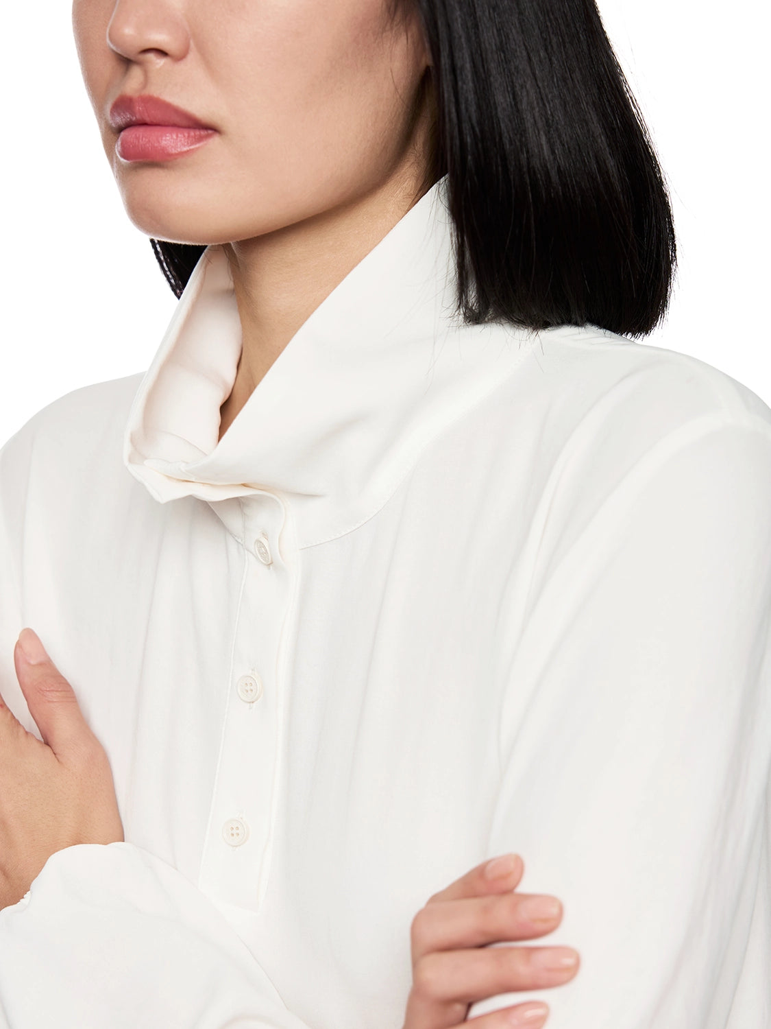 Marc Cain Flowing tunic blouse with collar in Off White ZS 51.16 W41