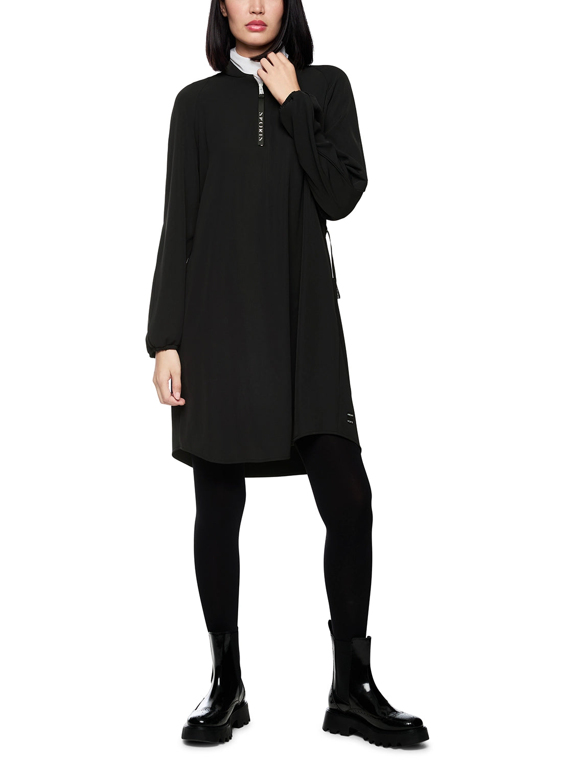 Marc Cain Dress with zip and gathered detail in Black  ZS 21.23 W48