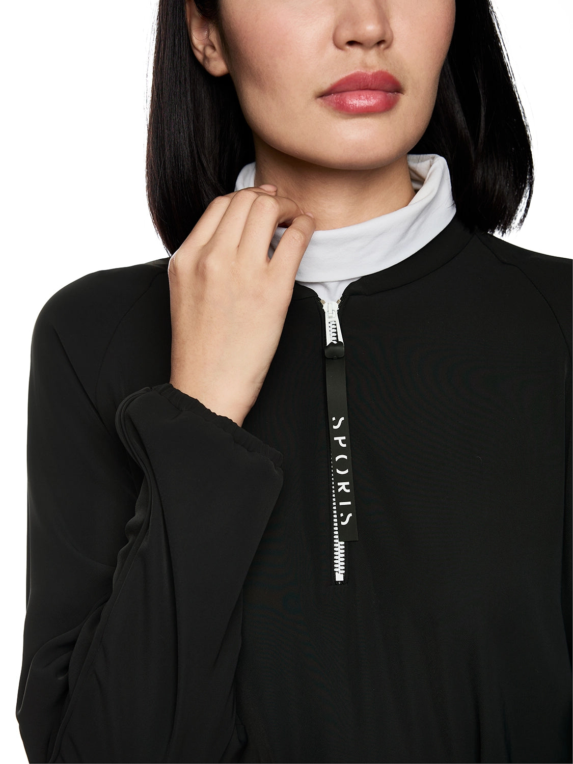 Marc Cain Dress with zip and gathered detail in Black  ZS 21.23 W48