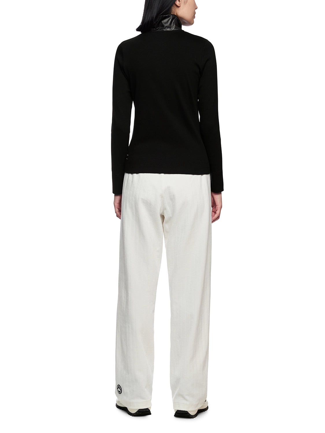 Marc Cain Ribbed shirt with shiny collar in Black ZS 48.44 J55