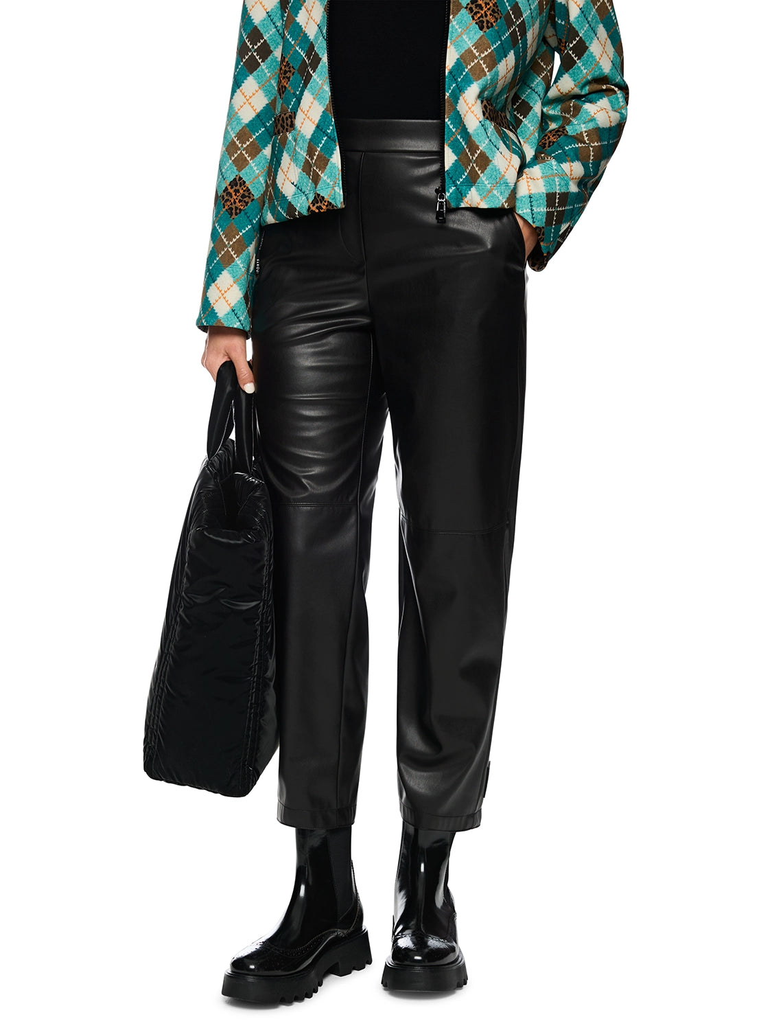 Marc Cain RANCHI faux leather trousers in Black ZS 81.45 J58
