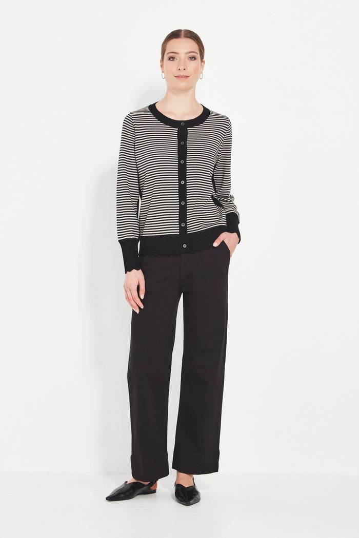 Verge Marcella Cardi in Black Chalk Stripe 1046SF