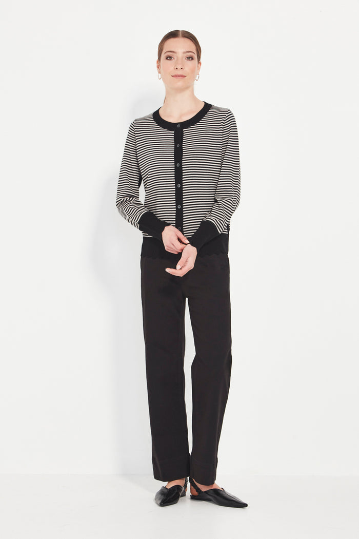 Verge Marcella Cardi in Black Chalk Stripe 1046SF