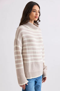 Mia Fratino Hunter Stripe Rollneck in Alabaster/ Winter White 23915