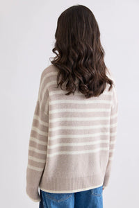 Mia Fratino Hunter Stripe Rollneck in Alabaster/ Winter White 23915