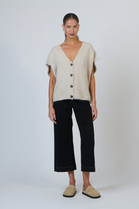 Namastai Button Front Vest in Porridge NAM-W19