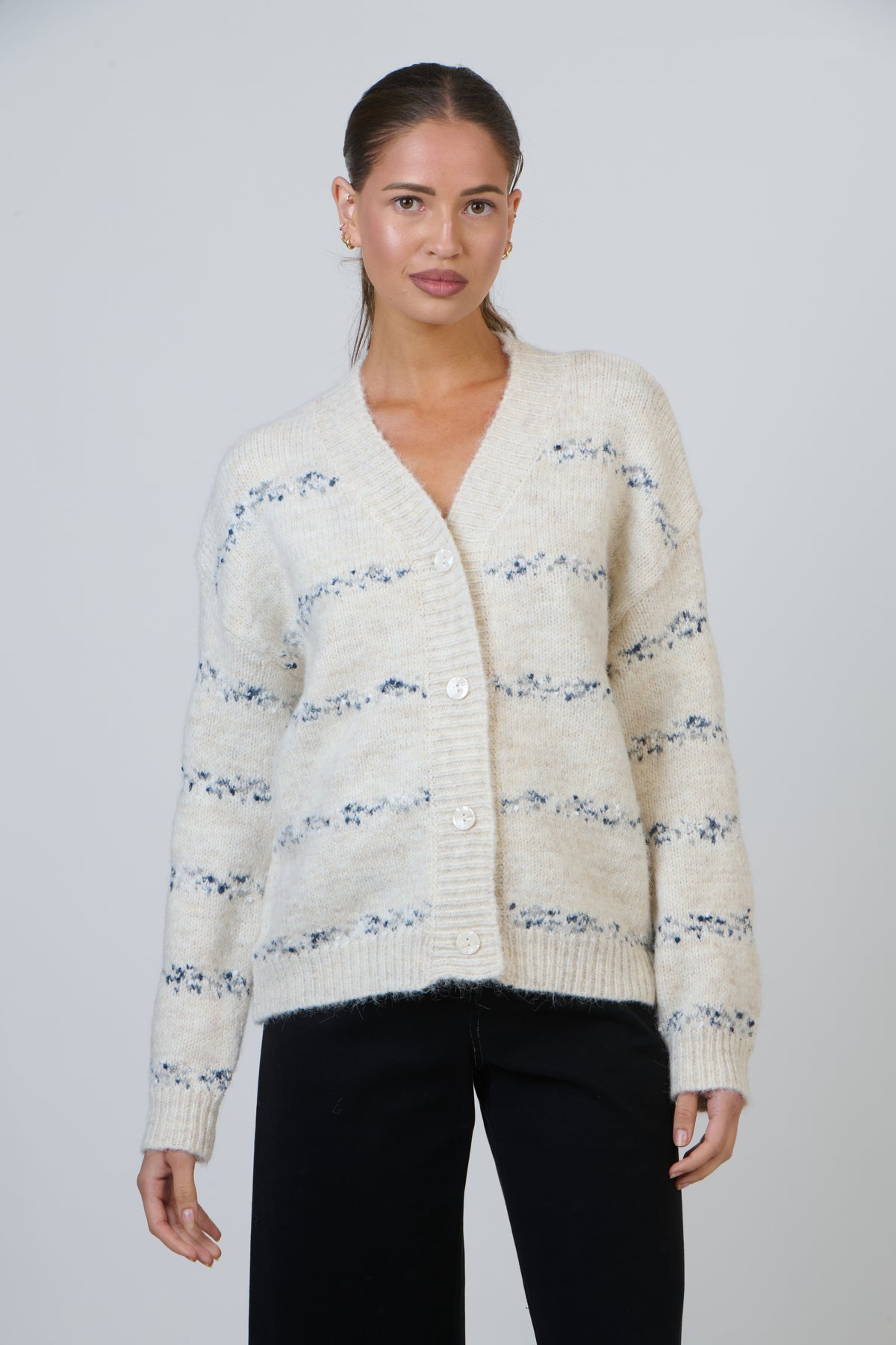 Namastai V-neck Cardigan in Salt NAM-W31