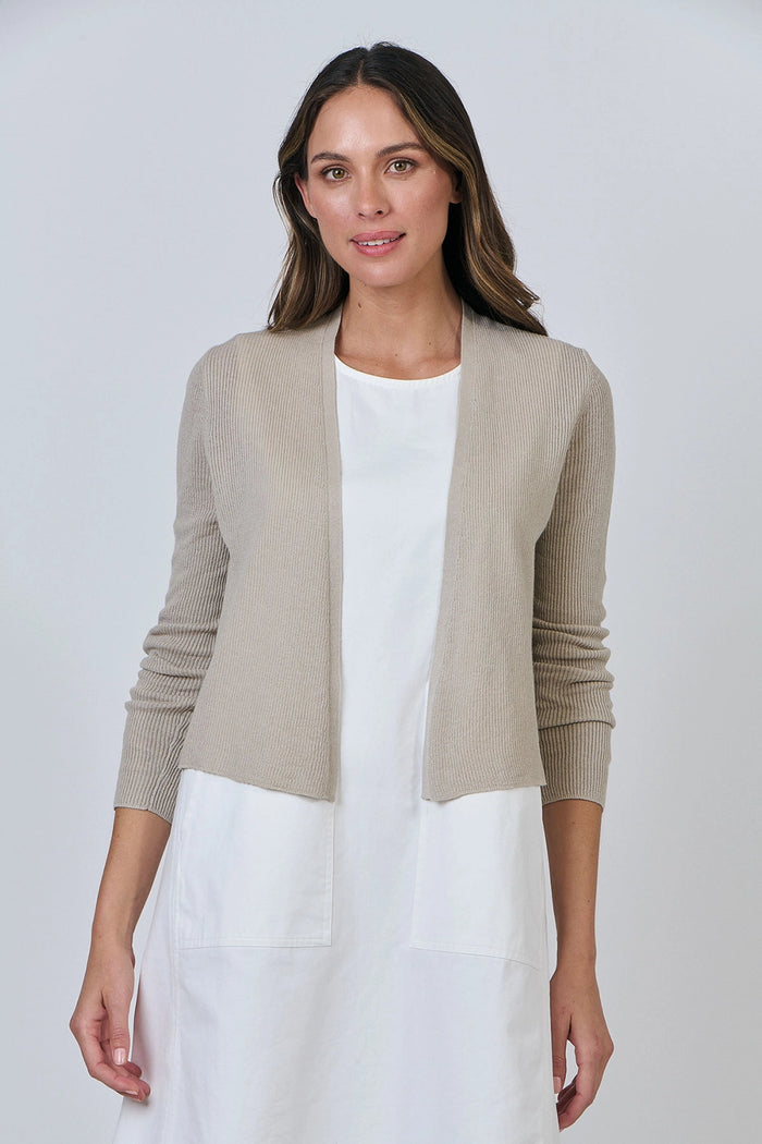Naturals by O & J Knitted Cardigan in Sand NATS001
