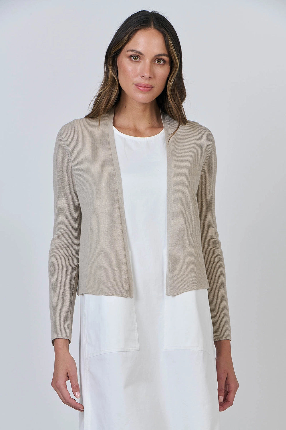 Naturals by O & J Knitted Cardigan in Sand NATS001