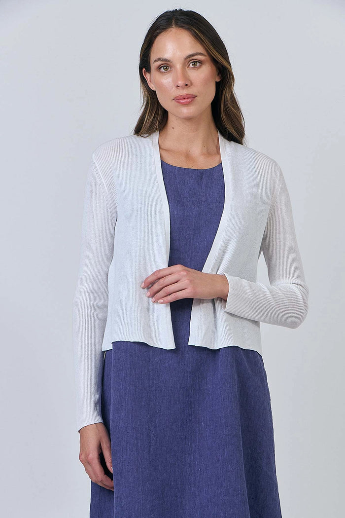 Naturals by O & J Knitted Cardigan in White NATS001
