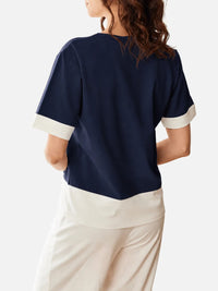 Peruzzi Pocket Top in Navy/Ecru S26113