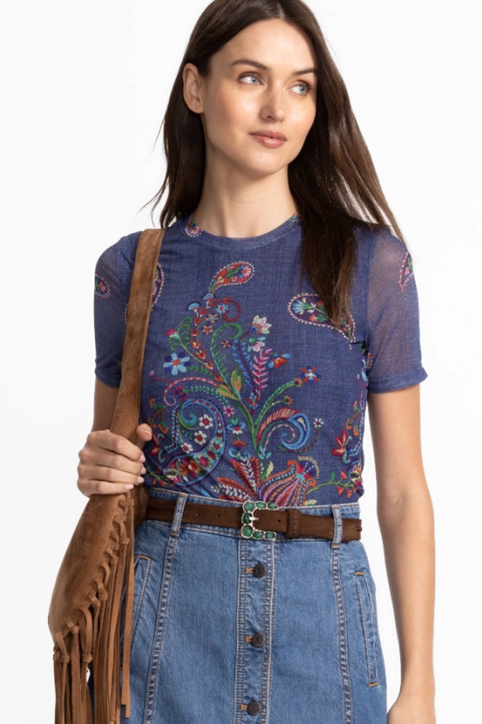 Johnny Was Eleanor Mesh Short Sleeve Tee - Carlie R12125-6