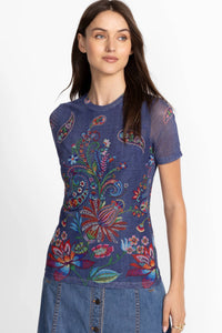 Johnny Was Eleanor Mesh Short Sleeve Tee - Carlie R12125-6
