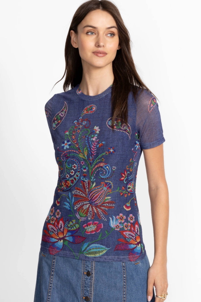 Johnny Was Eleanor Mesh Short Sleeve Tee - Carlie R12125-6