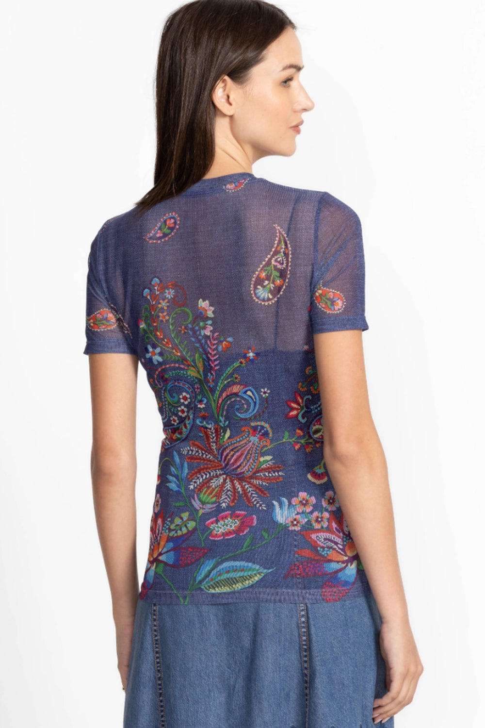 Johnny Was Eleanor Mesh Short Sleeve Tee - Carlie R12125-6