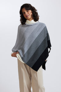 Royal Merino Graduated Stripe Poncho RM2341