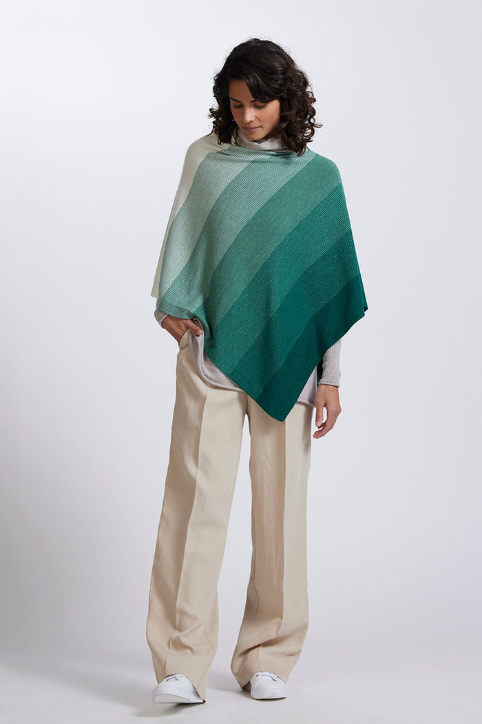 Royal Merino Graduated Stripe Poncho RM2341