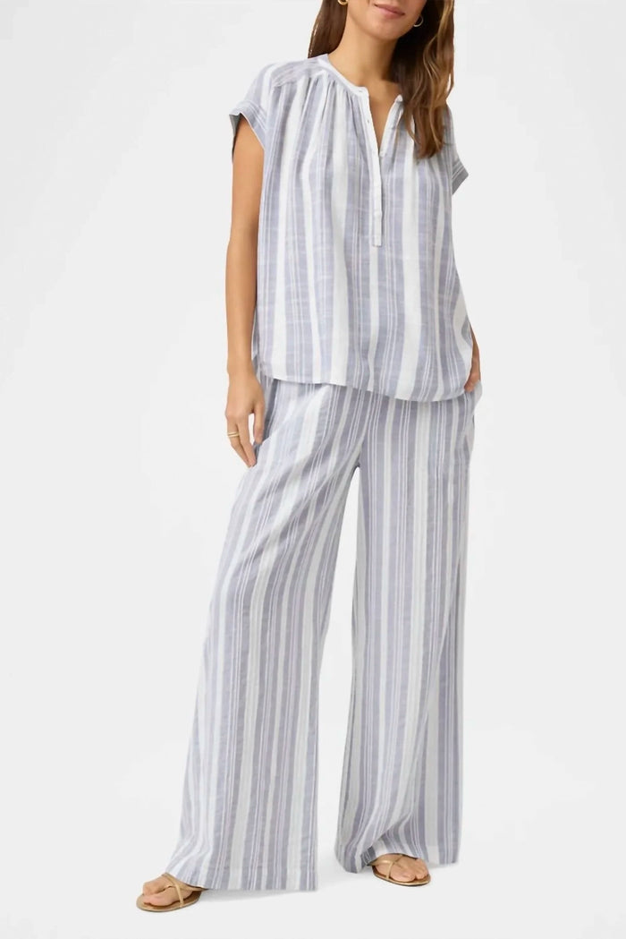 Splendid Raegan Stripe Blouse in White/Seaport RS5W320