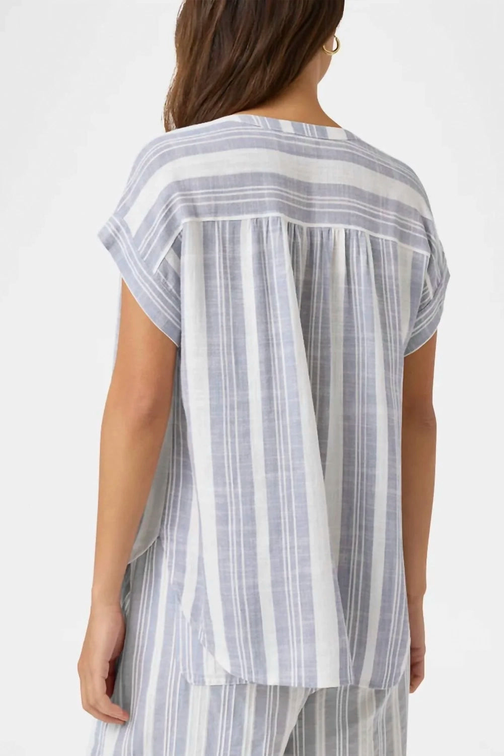 Splendid Raegan Stripe Blouse in White/Seaport RS5W320