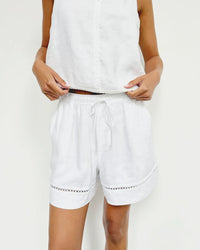 Splendid Stella Linen Trim Short in White RS6C460