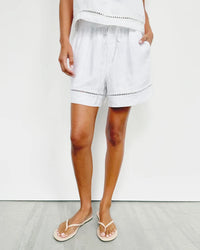 Splendid Stella Linen Trim Short in White RS6C460