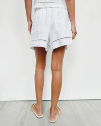 Splendid Stella Linen Trim Short in White RS6C460
