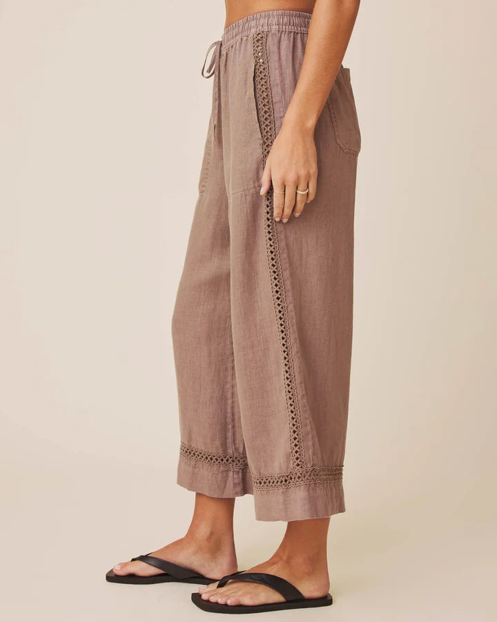 Splendid Stella Linen Trim Pant in Wicker RS6C660