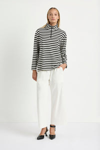 Mela Purdie Half Zip Sweater in Beval Stripe Milk/Black F530 8259