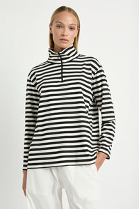 Mela Purdie Half Zip Sweater in Beval Stripe Milk/Black F530 8259