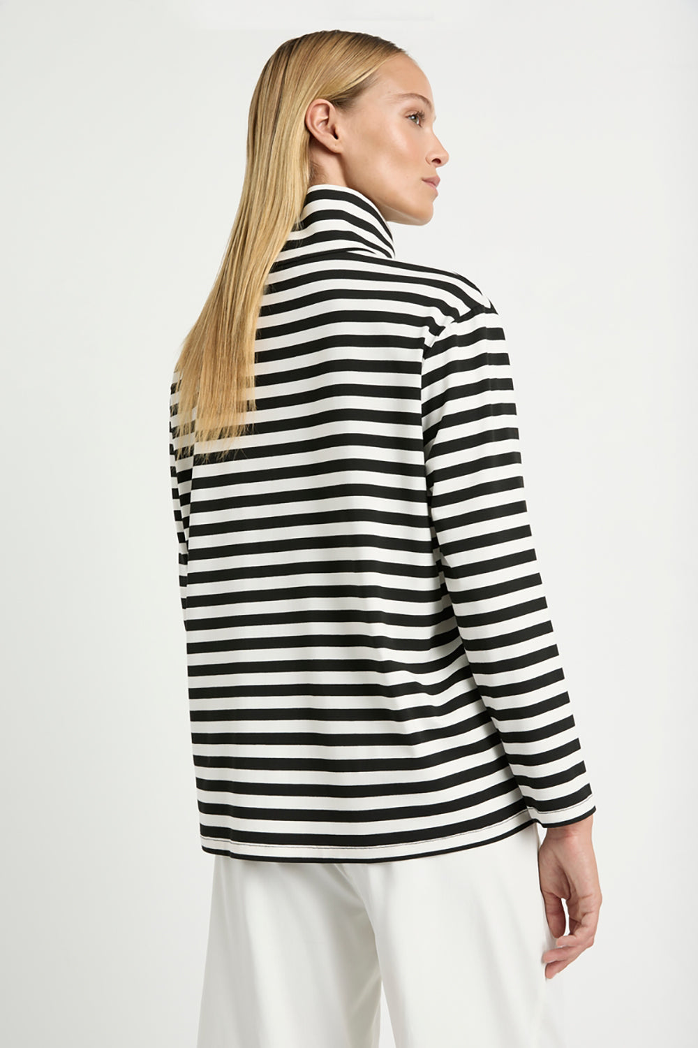 Mela Purdie Half Zip Sweater in Beval Stripe Milk/Black F530 8259