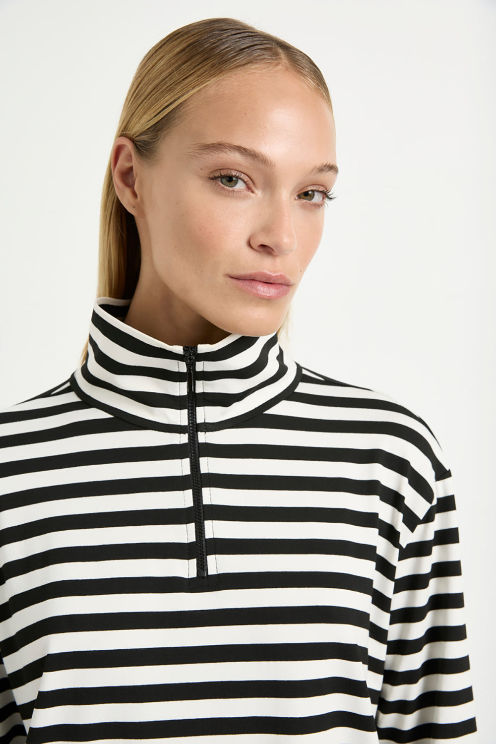Mela Purdie Half Zip Sweater in Beval Stripe Milk/Black F530 8259