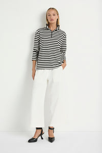 Mela Purdie Half Zip Sweater in Beval Stripe Milk/Black F530 8259