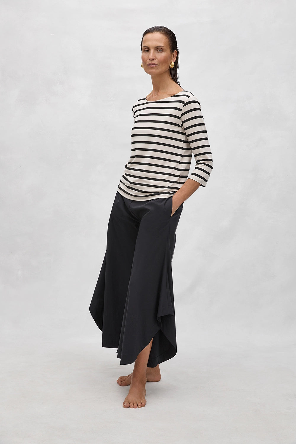 Mela Purdie Relax Boat Neck in Bisque/Black F532 2630 - Pre-Order October Delivery