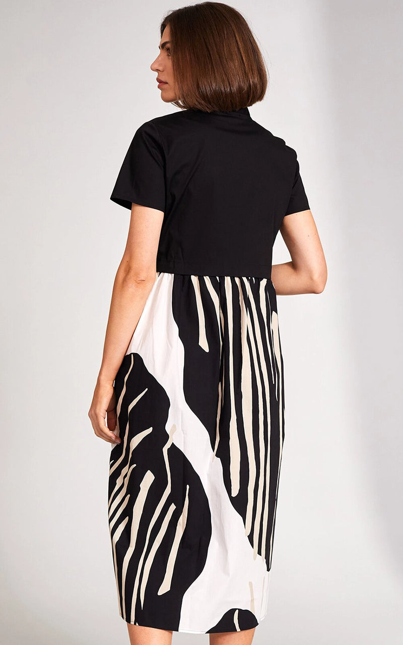 Peruzzi Contrast Monocrome Dress in Black S24100