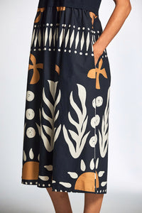 Peruzzi Cotton Print Dress In Blue S25113