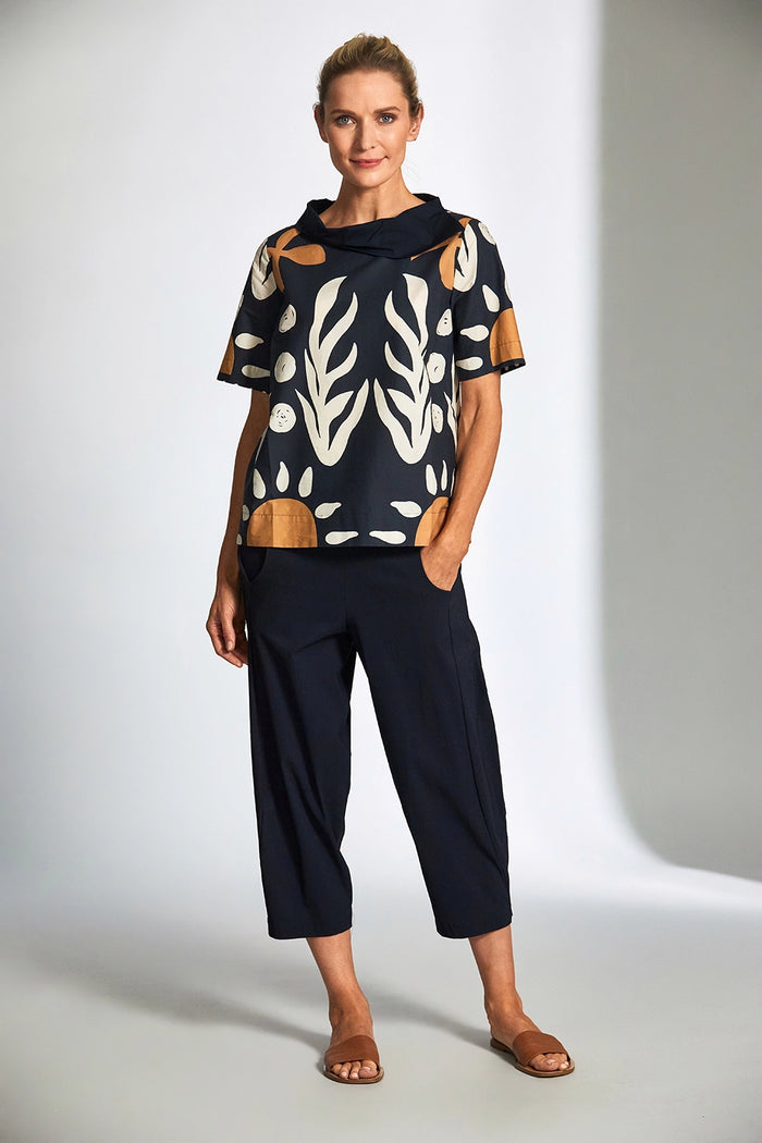 Peruzzi Cotton Print Top In Blue S25114