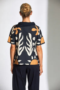Peruzzi Cotton Print Top In Blue S25114