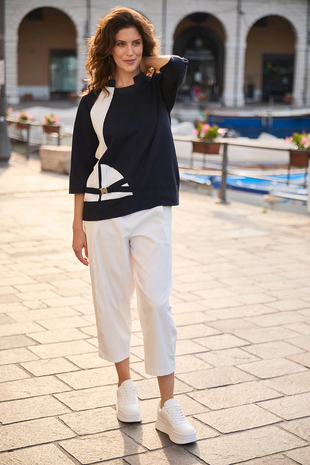 Peruzzi Buckle Colour Block Top s25140